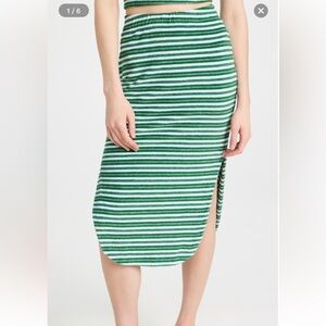 MONROW Stripe Terry Cloth Long Skirt Size large